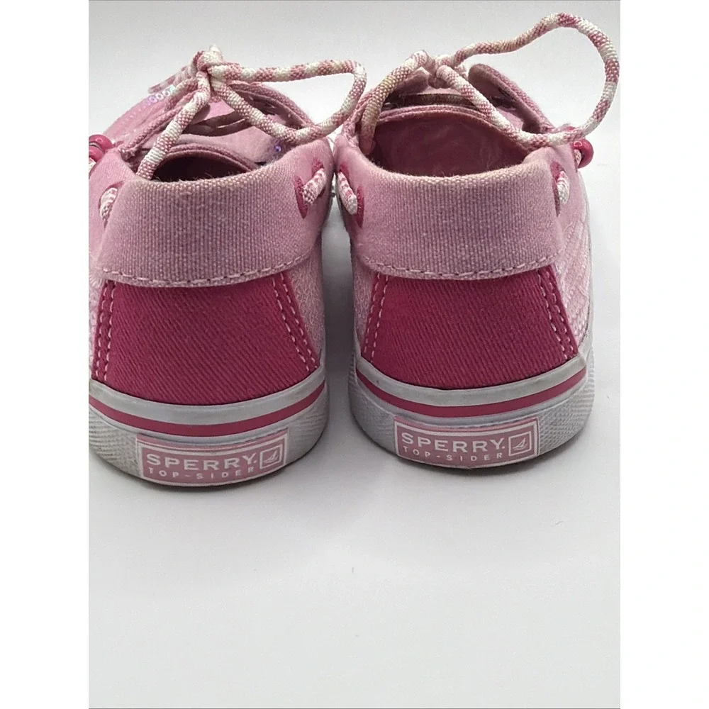 Sperry‎ Girls 13.5  Bahama Pink Sequin Boat Shoes Sparkle Lace Up Casual Flats